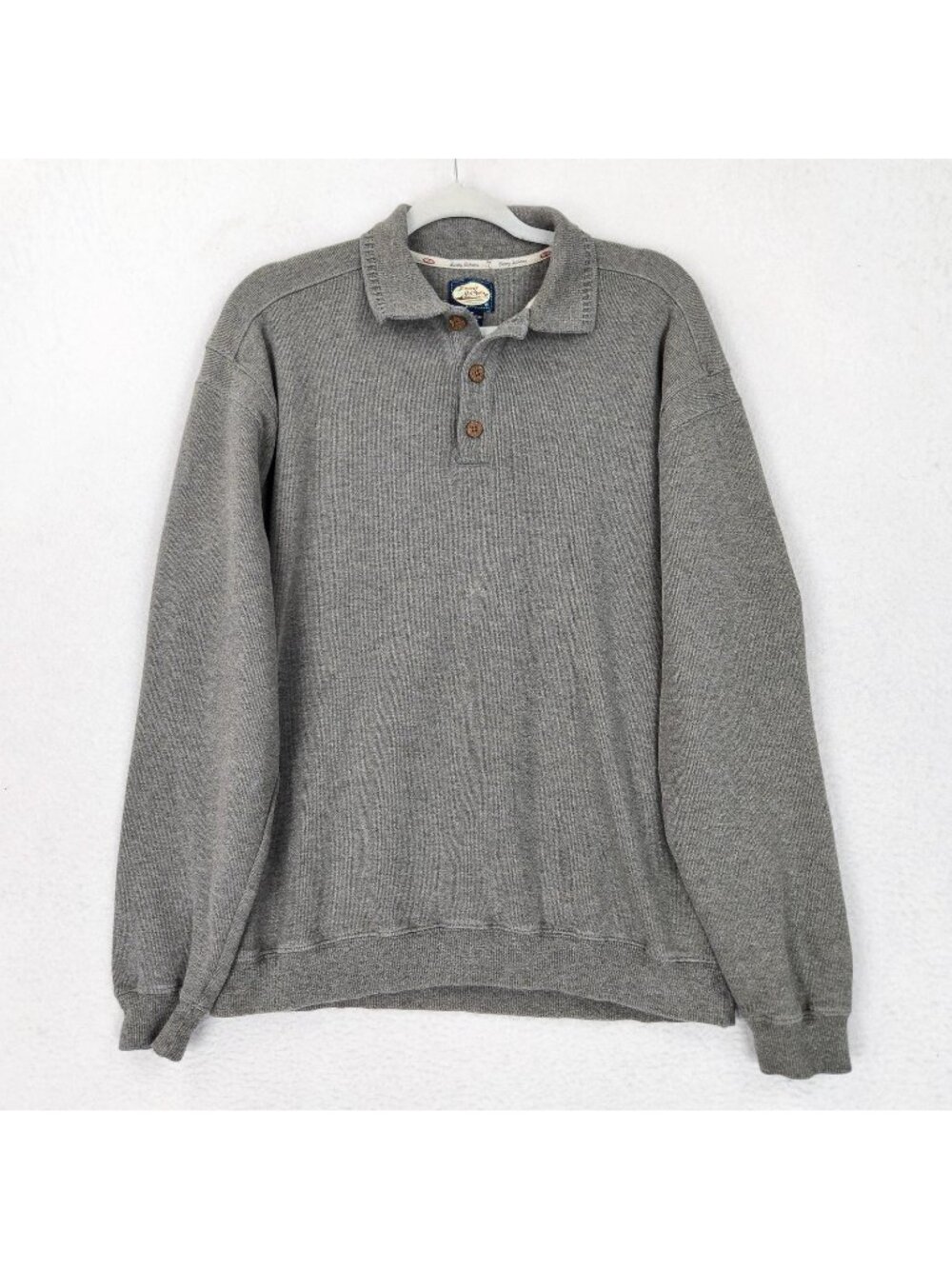Tommy Bahama Sweater Mens Medium Gray 100% Cotton Collared Knit Pullover